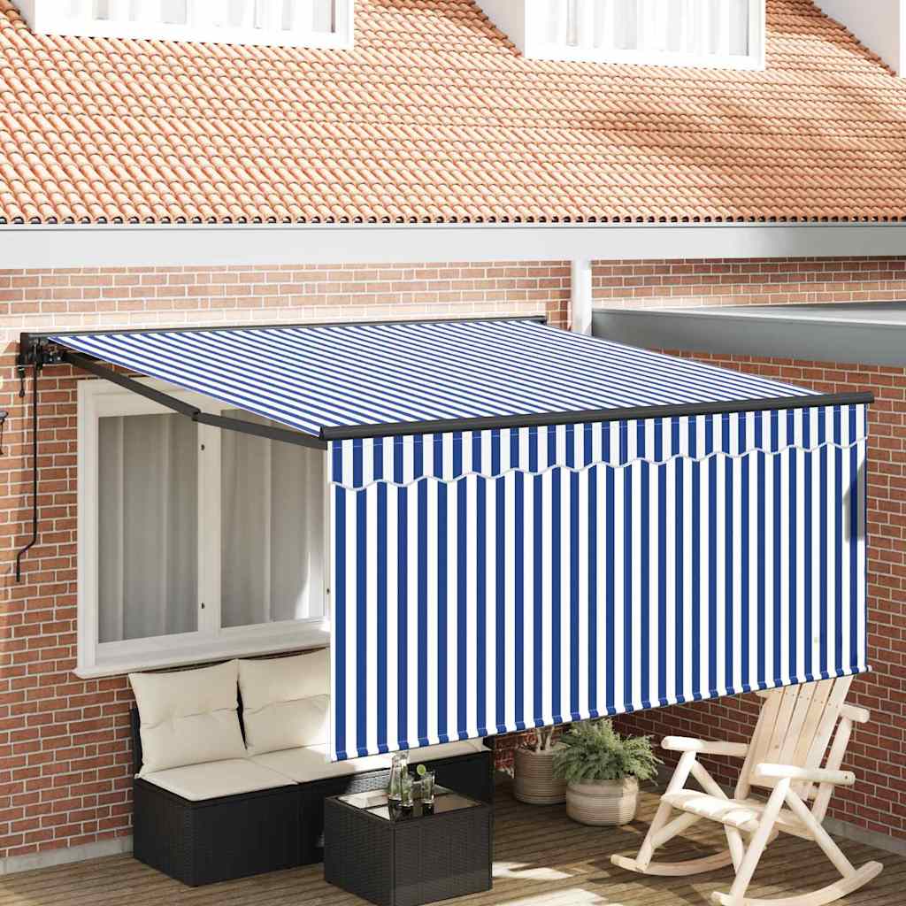 Tenda Retrattile Blu e bianco 300 x 250 cm Tessuto - homemem39