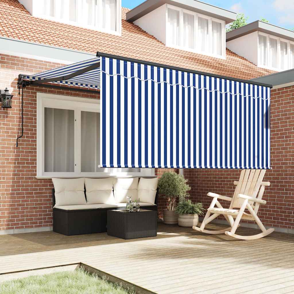 Tenda Retrattile Blu e bianco 300 x 250 cm Tessuto - homemem39