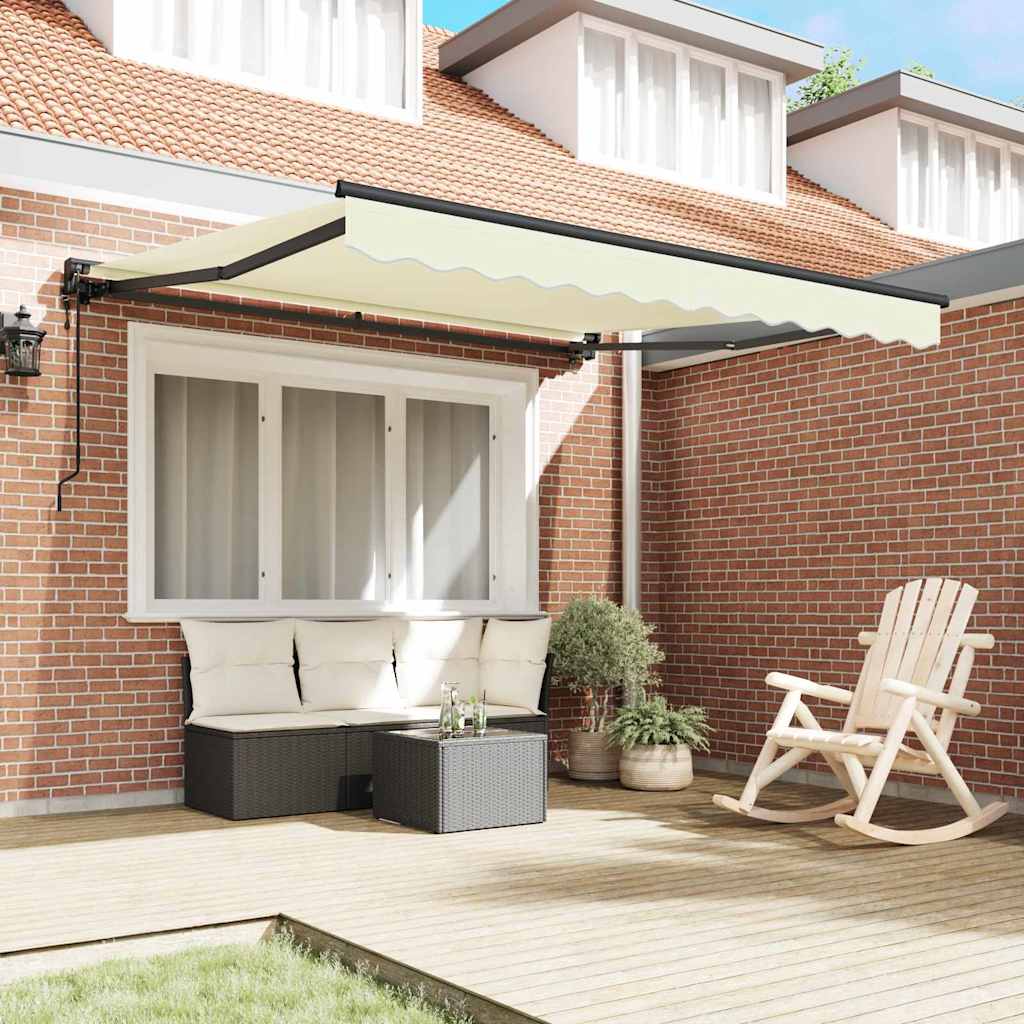 Tenda Retrattile Crema 300 x 250 cm Poliestere e Metallo