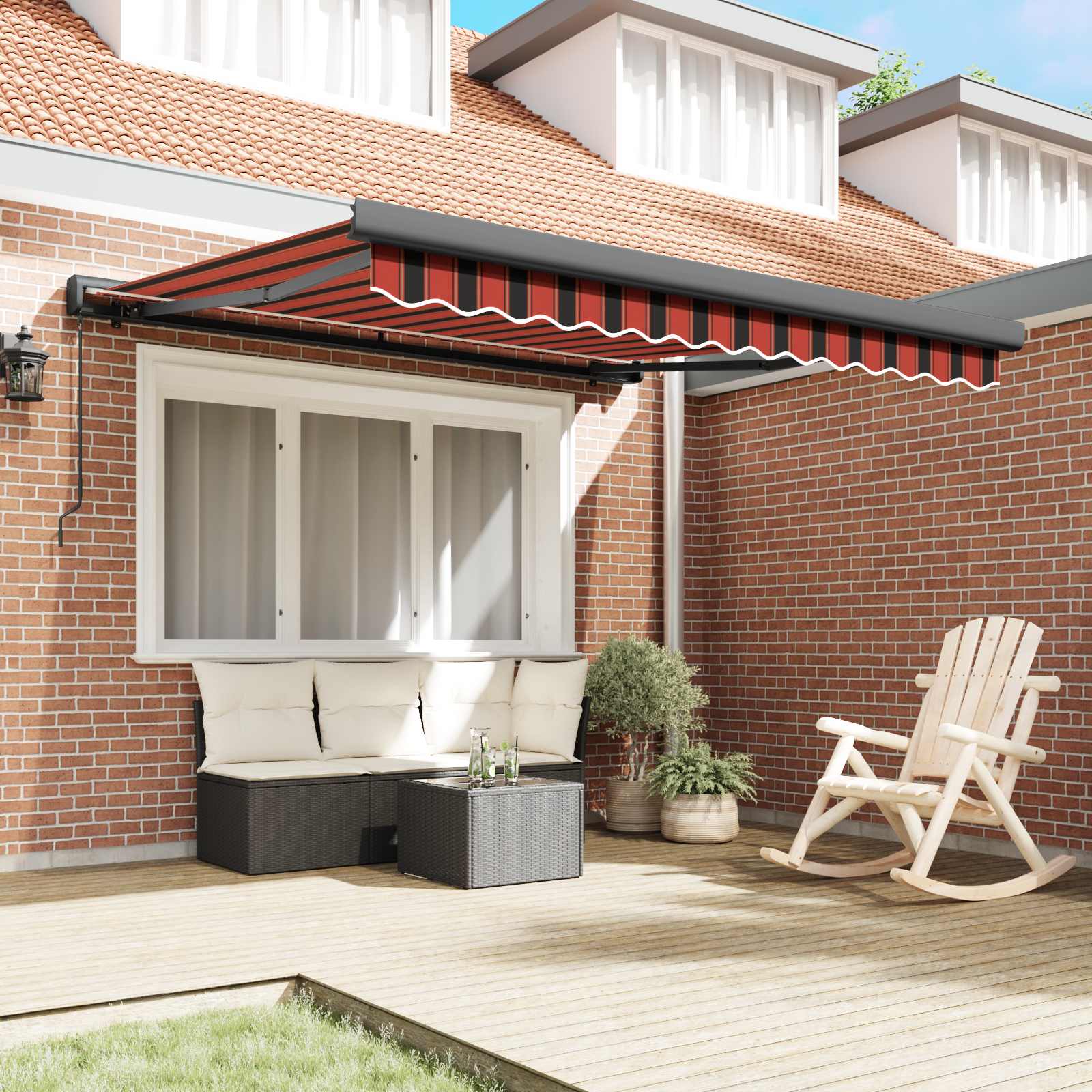 Tenda retrattile Rosso e Nero 300 x 250 cm Tela e Alluminio | homemem39