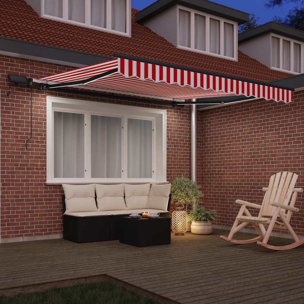 Tenda Retrattile Rosso e bianco 300 x 250 cm Tessuto - homemem39