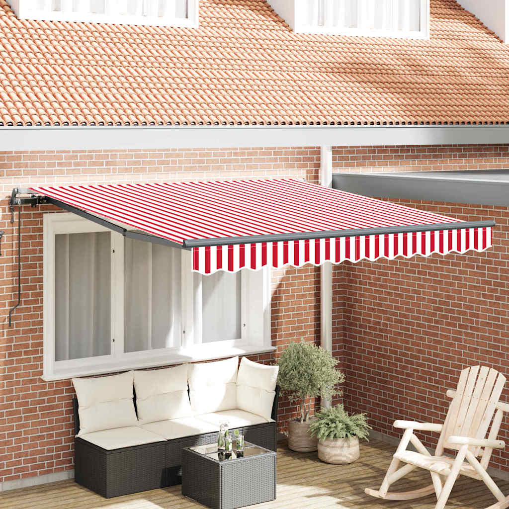 Tenda Retrattile Rosso e bianco 300 x 250 cm Tessuto - homemem39