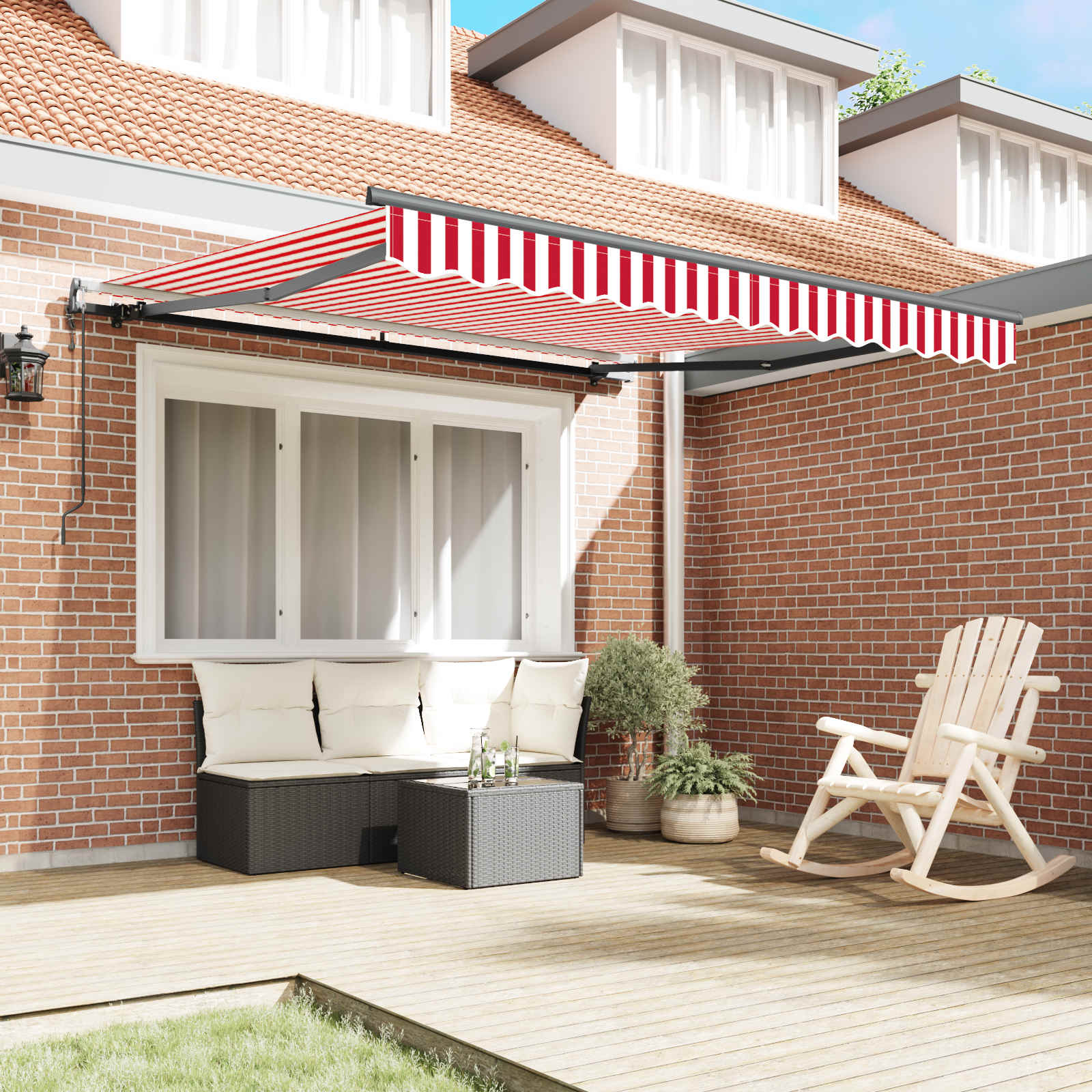 Tenda retrattile Rosso e Bianco 300 x 250 cm | homemem39