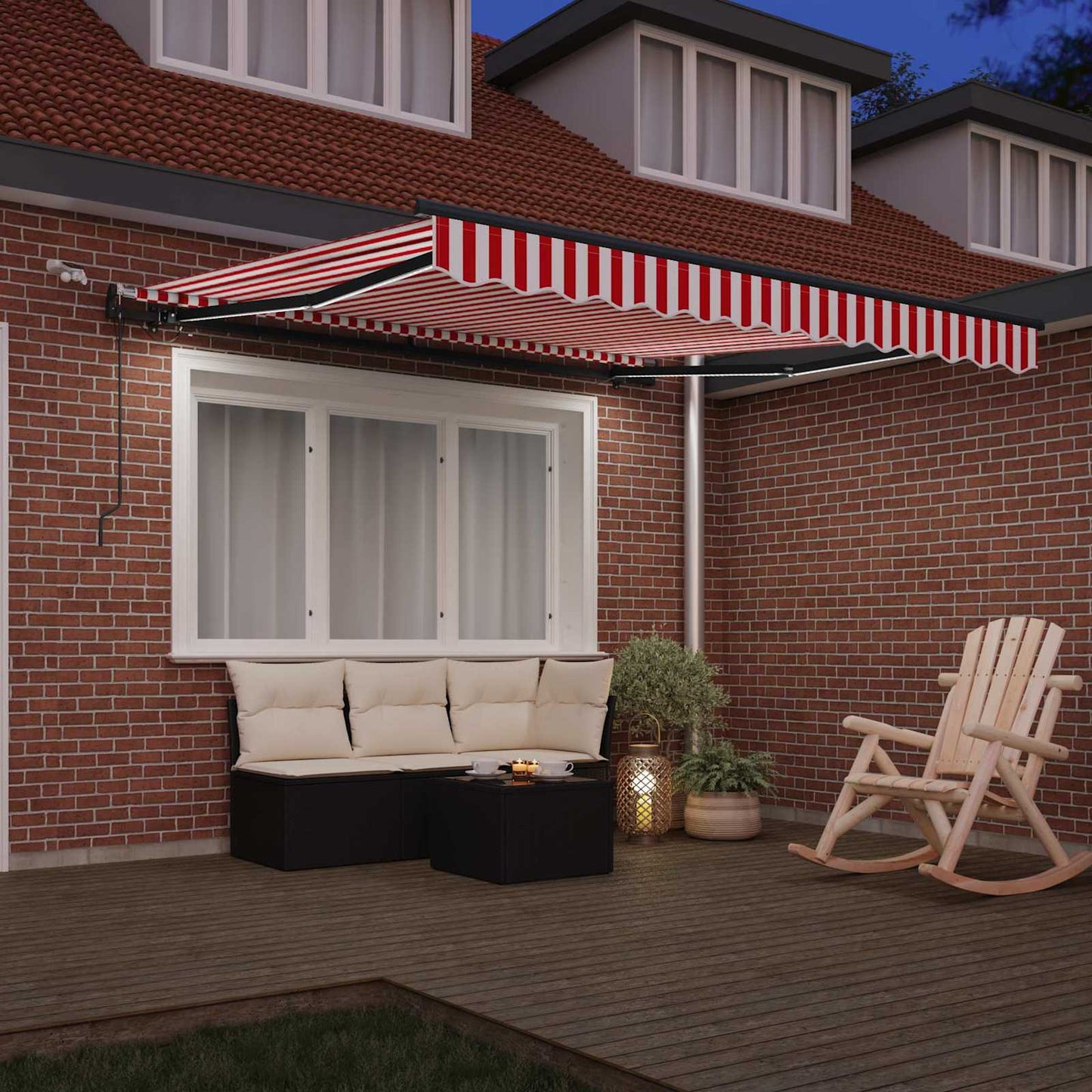 Tenda retrattile Rosso e Bianco 300 x 250 cm Poliestere | homemem39