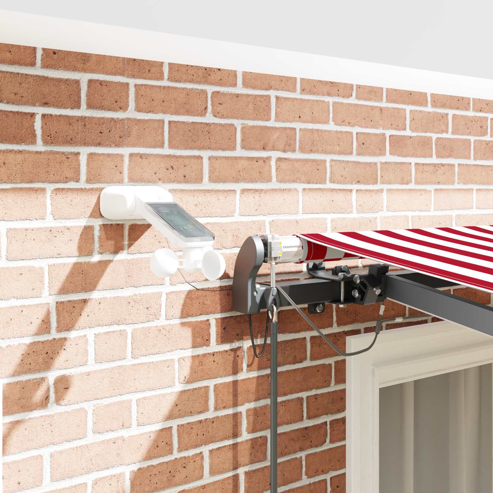 Tenda retrattile Rosso e Bianco 300 x 250 cm Poliestere | homemem39