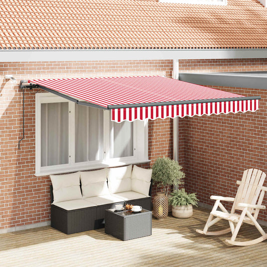 Tenda retrattile Rosso e Bianco 300 x 250 cm Poliestere | homemem39