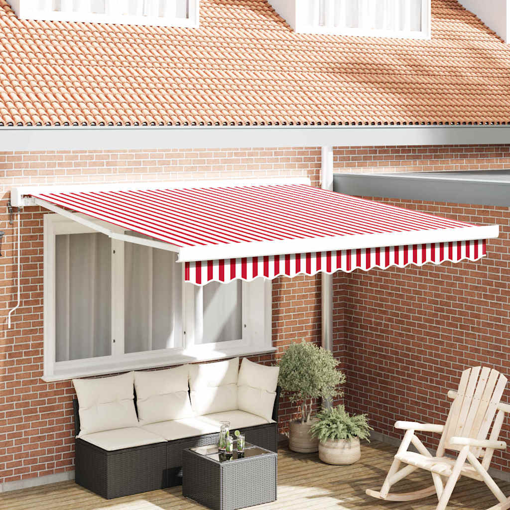 Tenda Retrattile Rosso e bianco 300 x 250 cm Tessuto e Metallo - homemem39