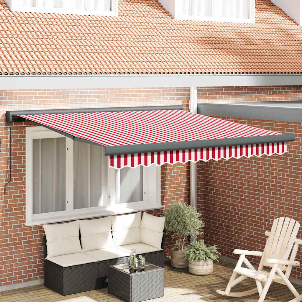 Tenda Retrattile Rosso e Bianco 300 x 250 cm Tessuto e Metallo - homemem39