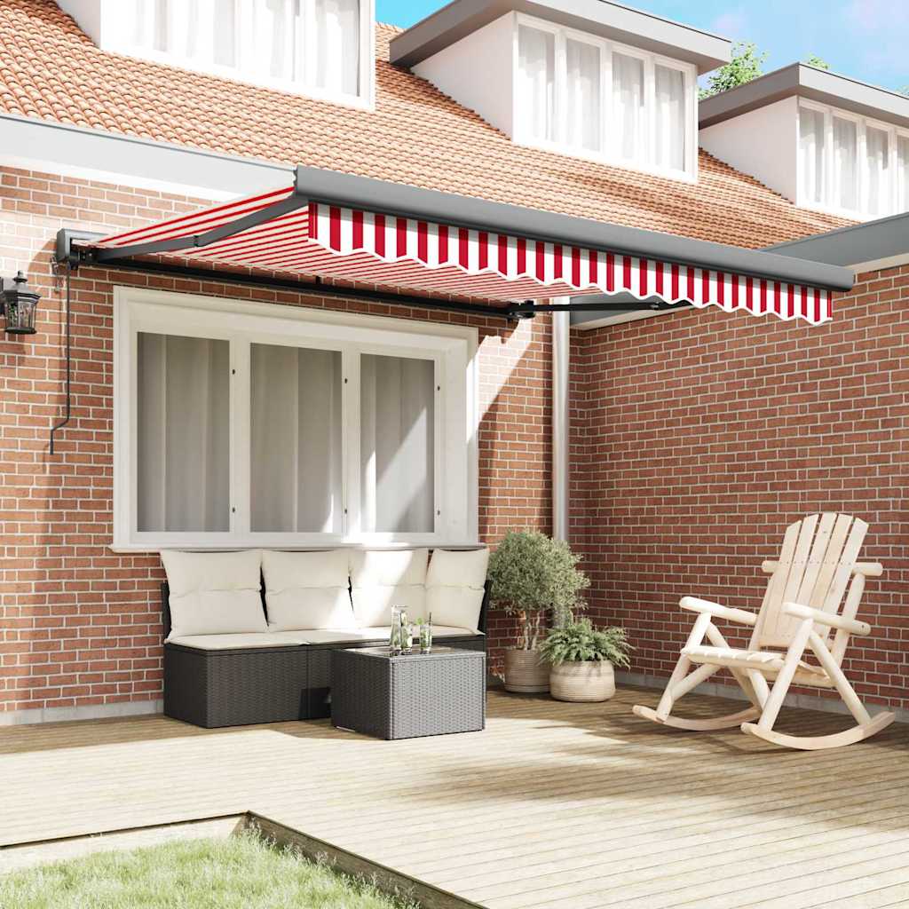 Tenda Retrattile Rosso e bianco 300 x 250 cm Tessuto e Metallo - homemem39