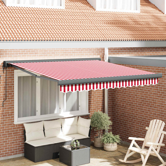 Tenda retrattile Rosso e Bianco 300 x 250 cm Tessuto e Metallo | homemem39