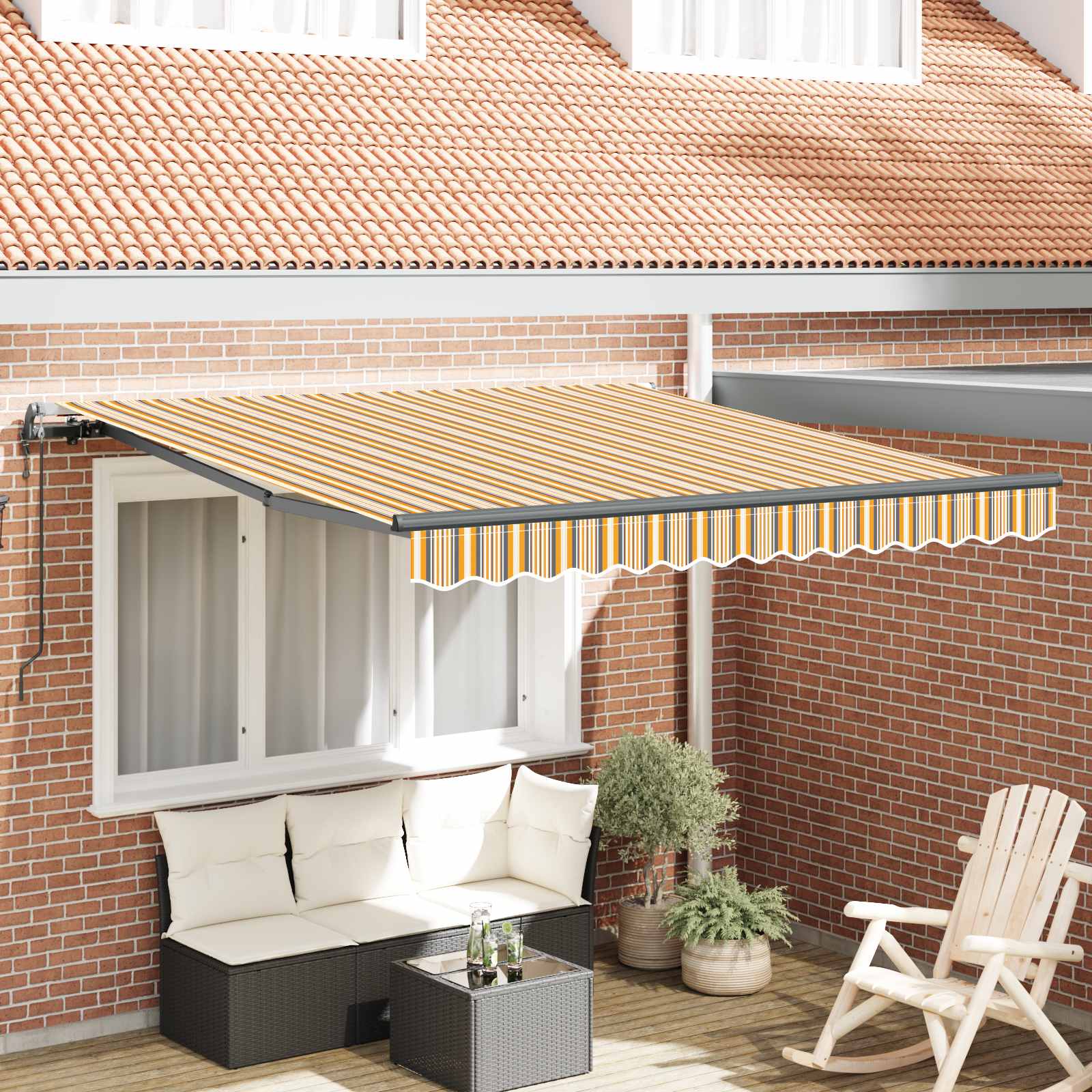 Tenda retrattile Multicolore 300 x 250 cm Tessuto e Alluminio | homemem39