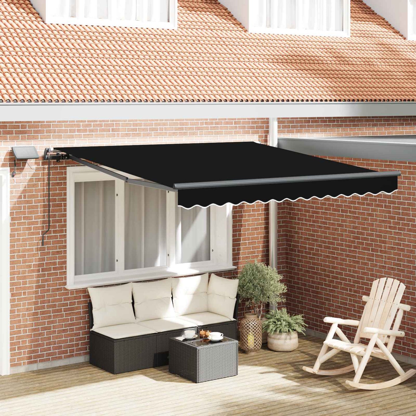 Tenda retrattile Nero 300 x 250 cm Tessuto e Alluminio | homemem39