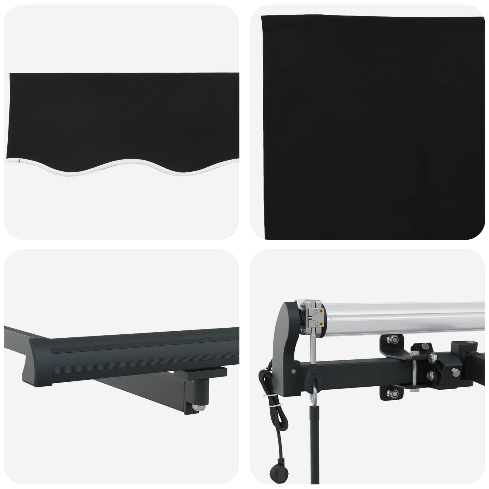 Tenda retrattile Nero 300 x 250 cm Tessuto e Alluminio | homemem39