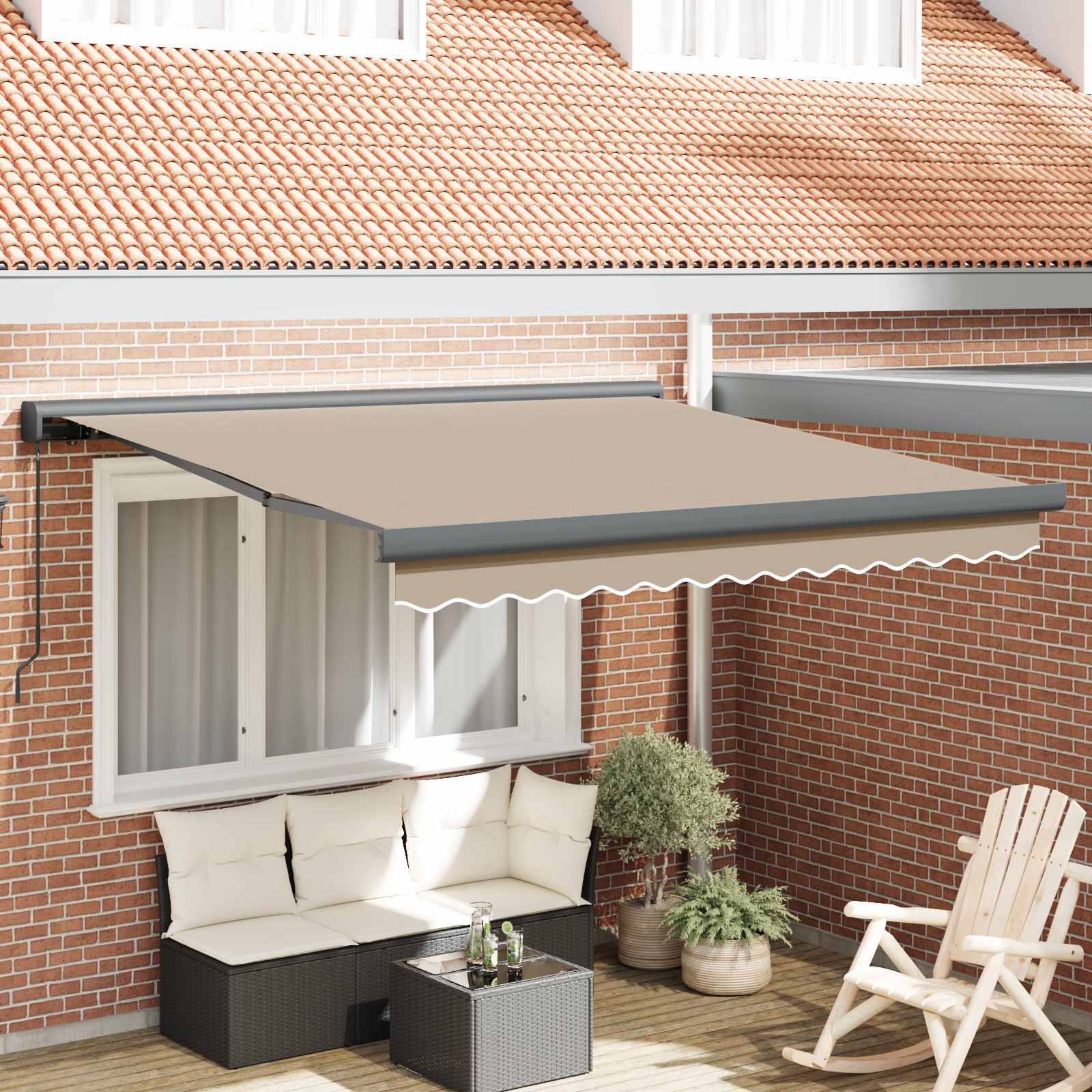 Tenda retrattile Beige 300 x 250 cm Tela e Alluminio | homemem39