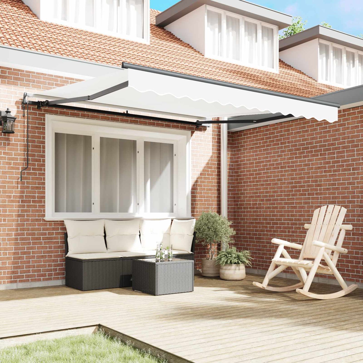 Tenda retrattile Bianco 300 x 250 cm Tessuto e Alluminio | homemem39