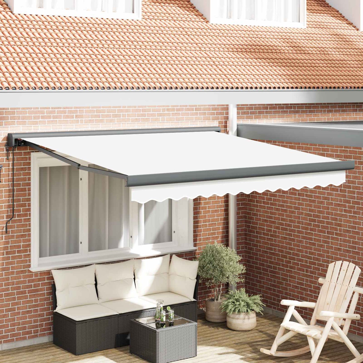 Tenda retrattile Bianco 300 x 250 x 165 cm Tessuto e Metallo | homemem39