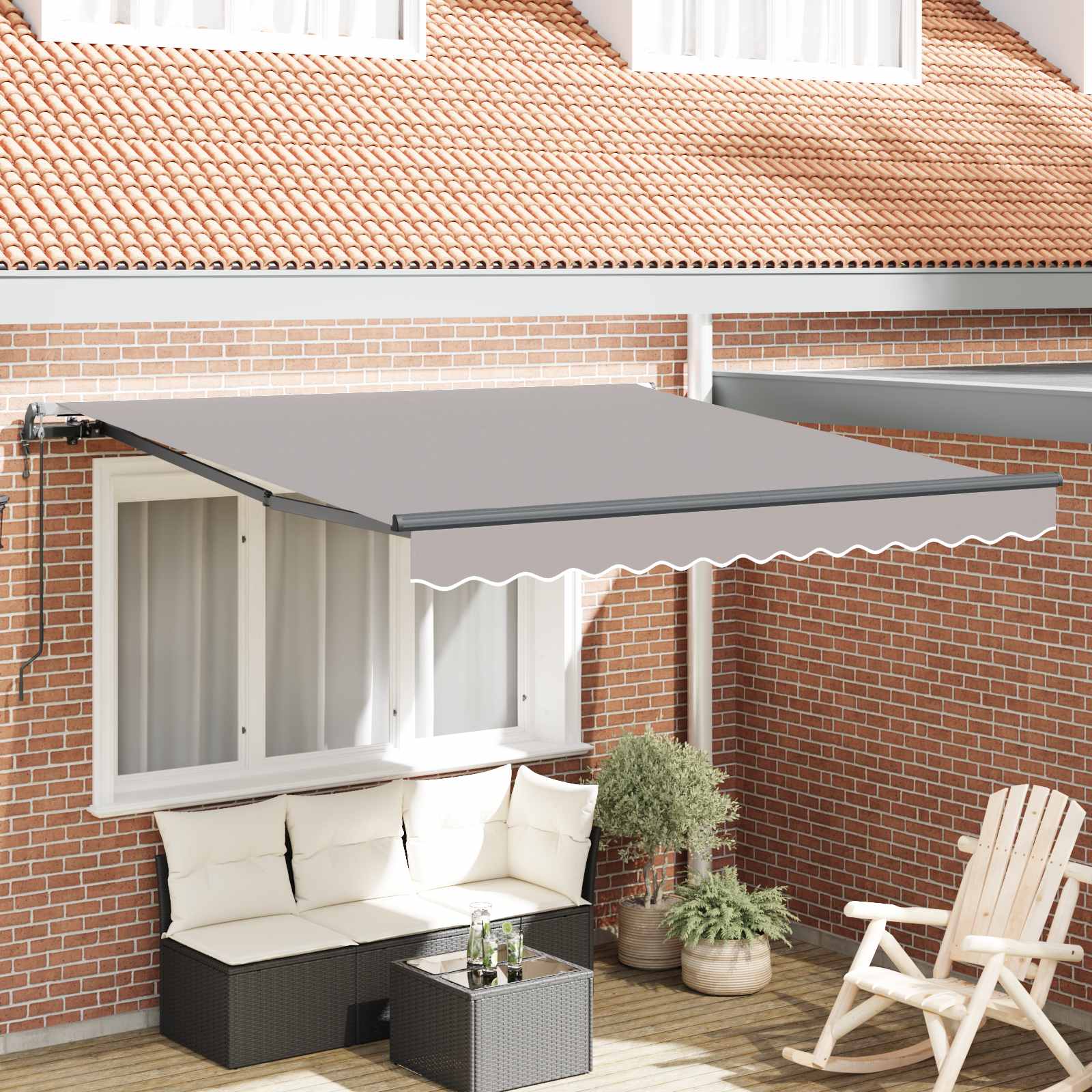 Tenda retrattile Grigio Chiaro 300 x 250 cm Tessuto e Alluminio | homemem39