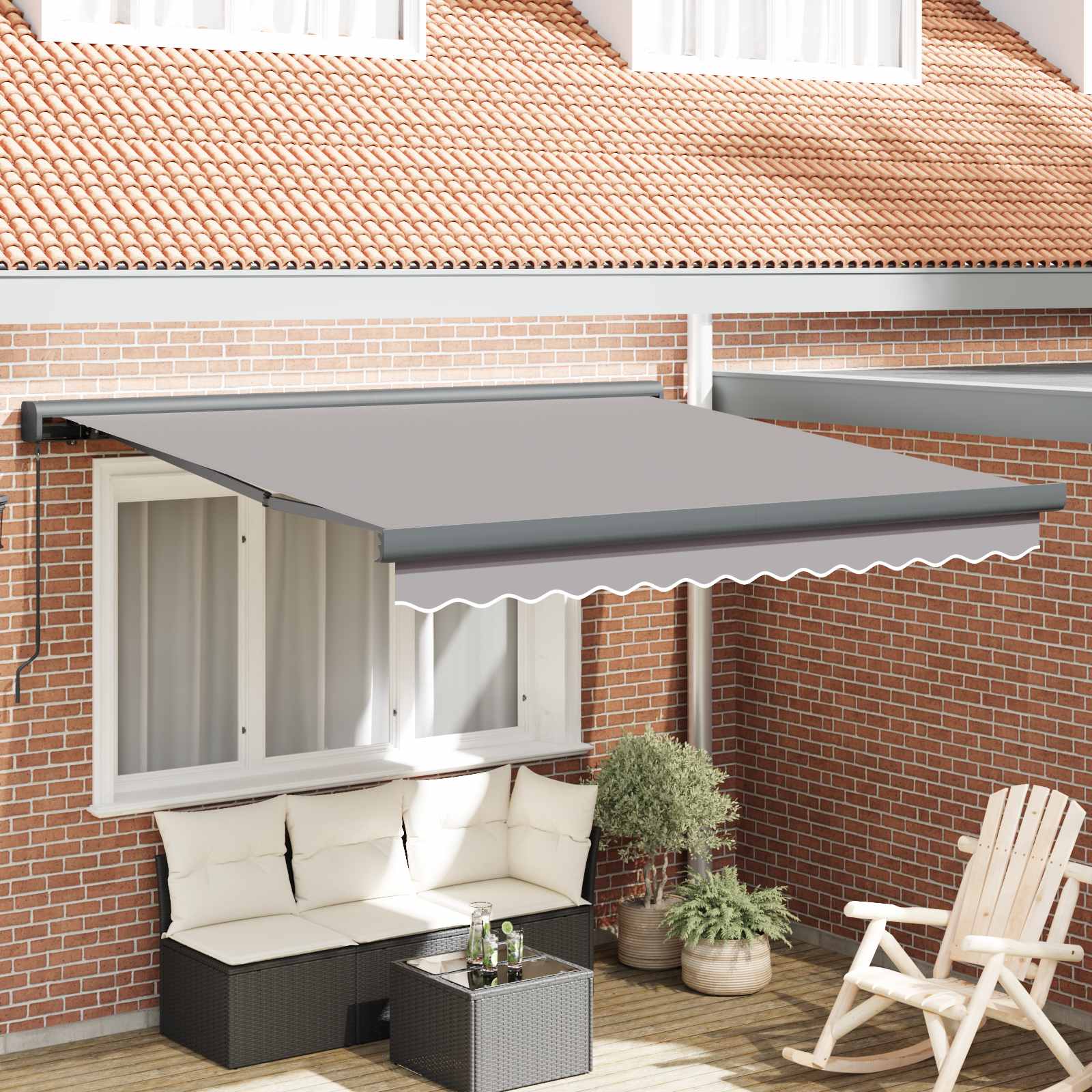 Tenda retrattile Grigio Chiaro 300 x 250 cm Tela e Alluminio | homemem39