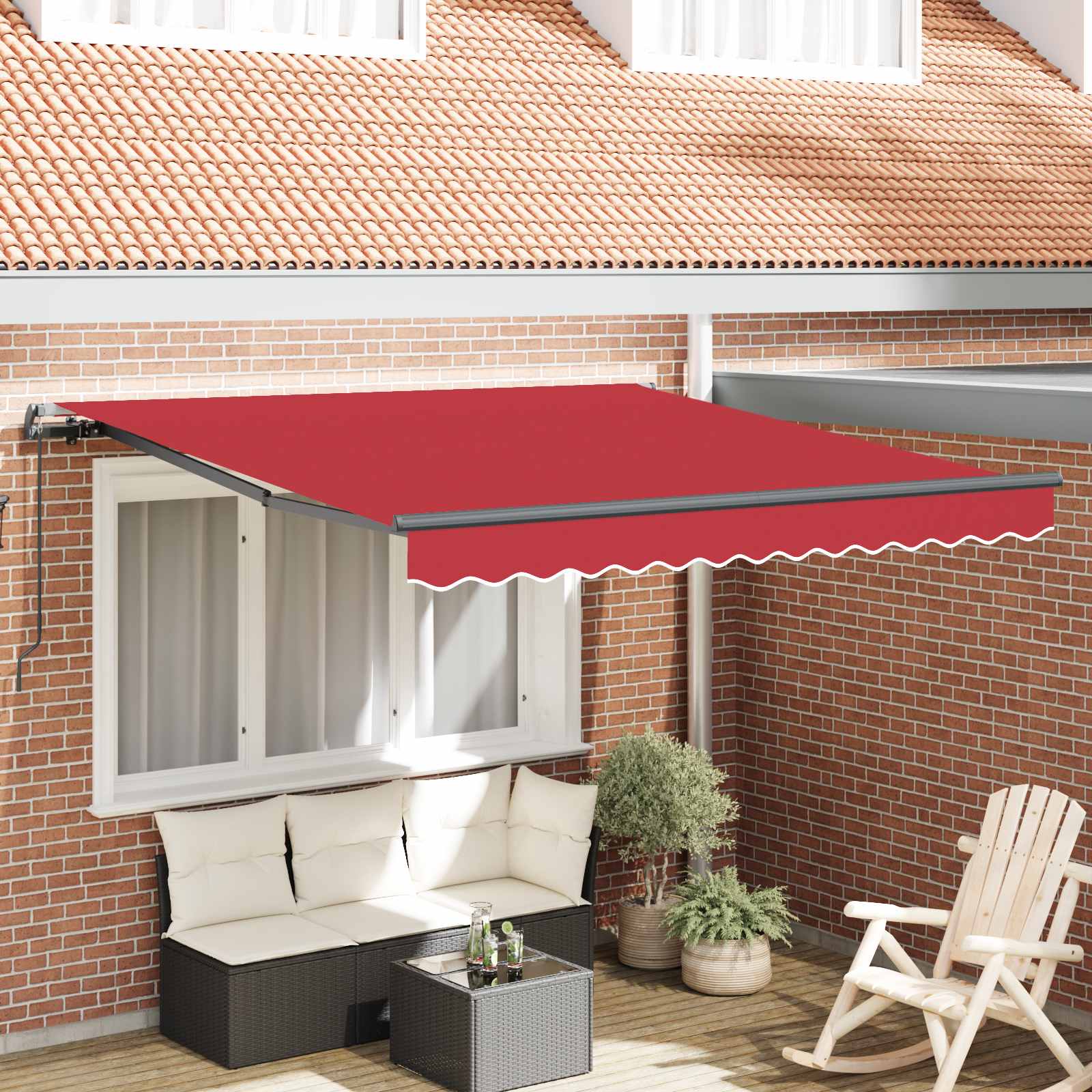 Tenda retrattile Rosso 300 x 250 cm Poliestere e Alluminio | homemem39