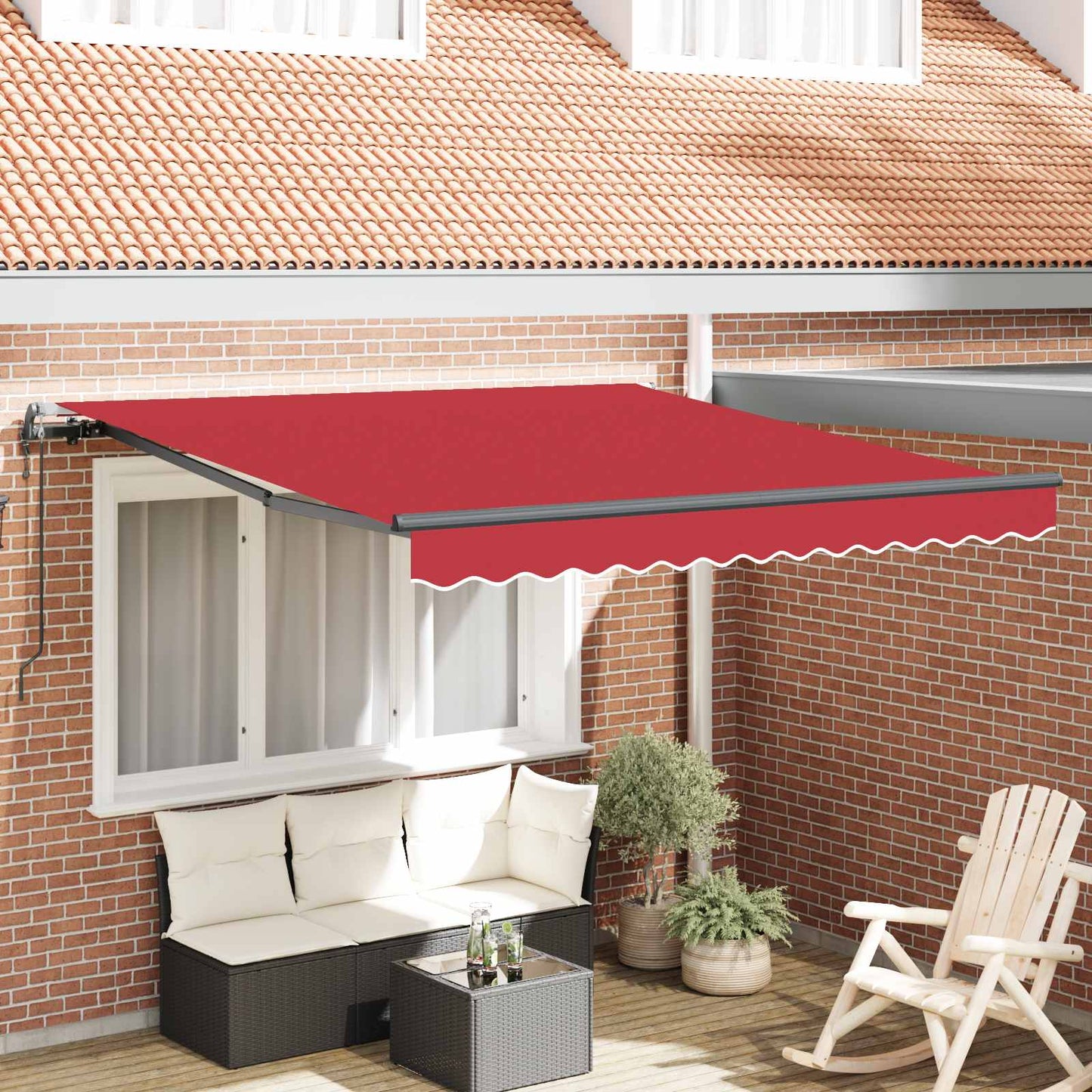 Tenda retrattile Rosso 300 x 250 cm Tessuto e Alluminio | homemem39