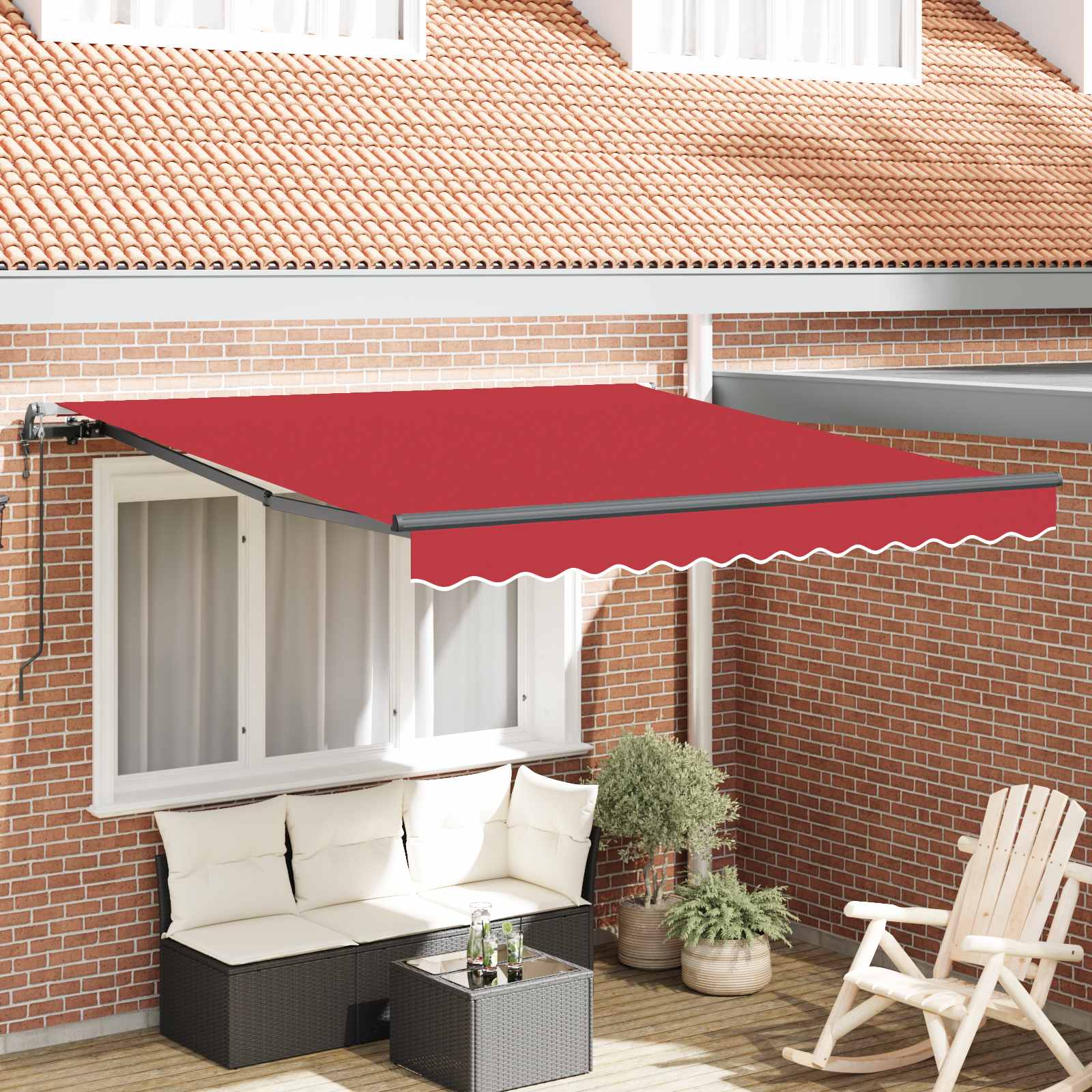 Tenda retrattile Rosso 300 x 250 cm Tessuto e Alluminio | homemem39