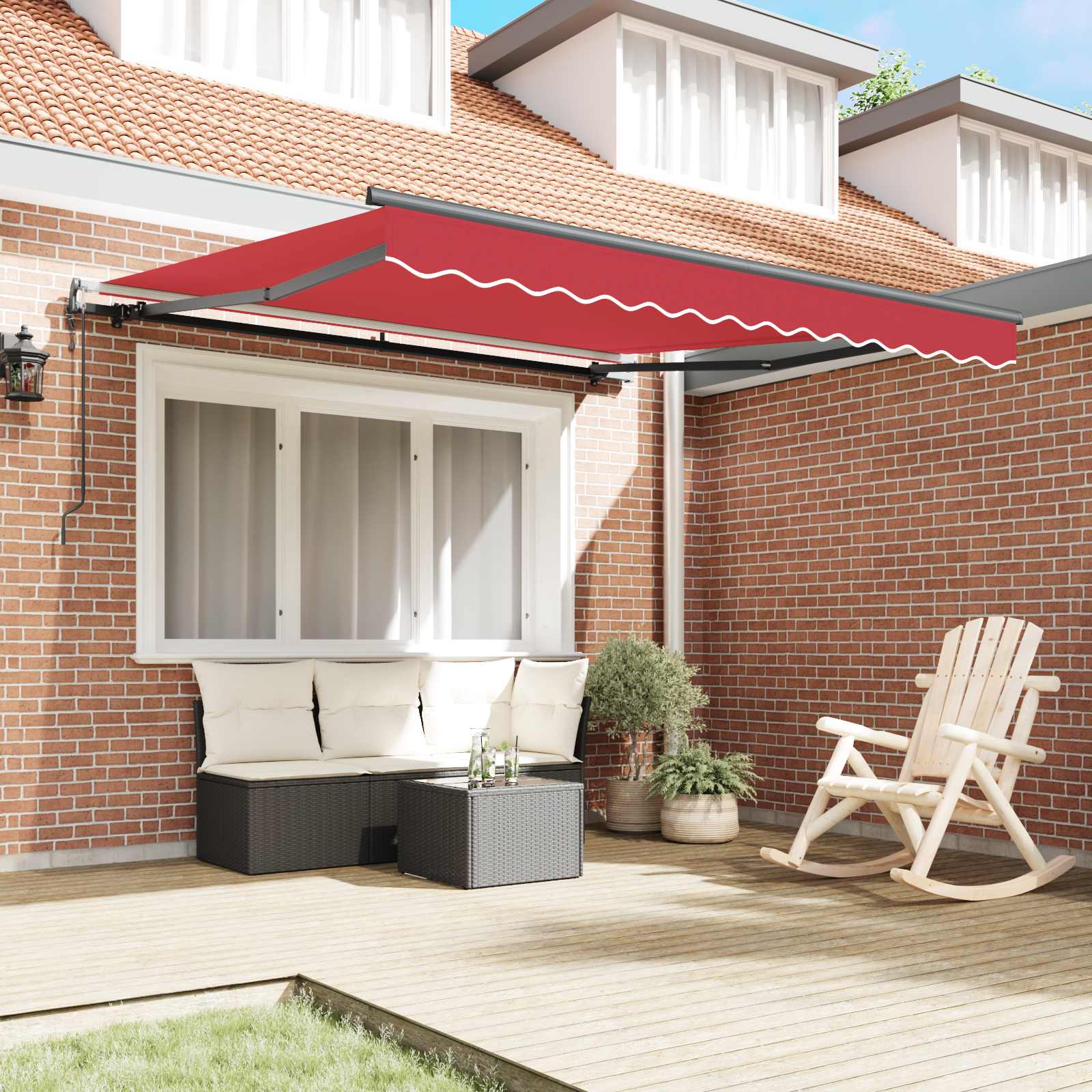 Tenda retrattile Rosso 300 x 250 cm Tessuto e Alluminio | homemem39