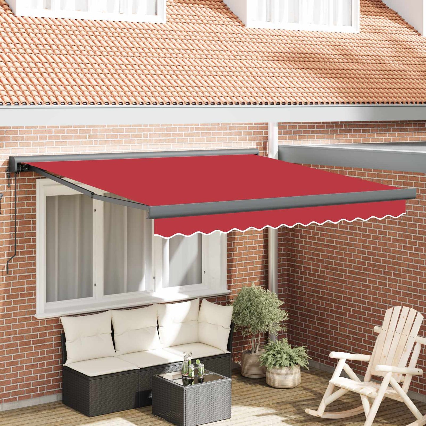 Tenda retrattile Rosso 300 x 250 x 165 cm Tessuto e Metallo | homemem39