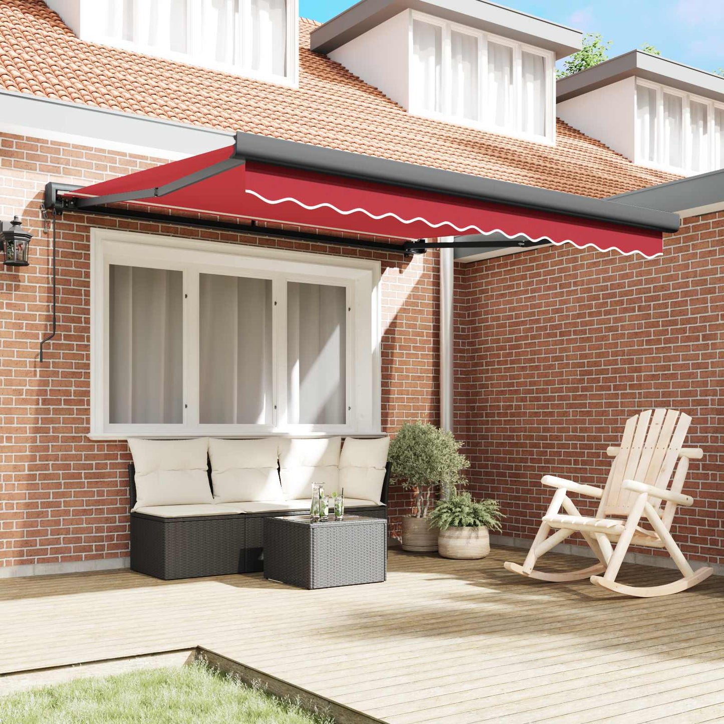 Tenda retrattile Rosso 300 x 250 x 165 cm Tessuto e Metallo | homemem39