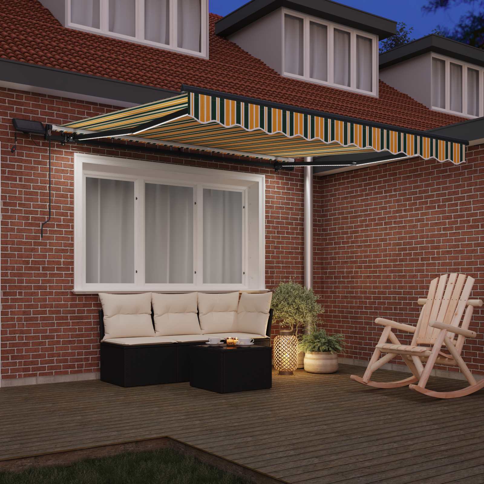 Tenda Retrattile Verde e giallo 300 x 250 cm Tessuto | homemem39