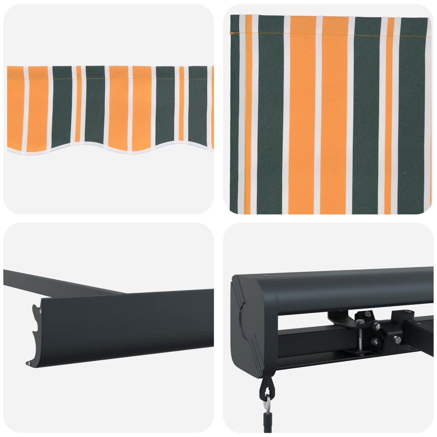 Tenda Retrattile Verde e Giallo 300 x 250 cm Tessuto e Metallo