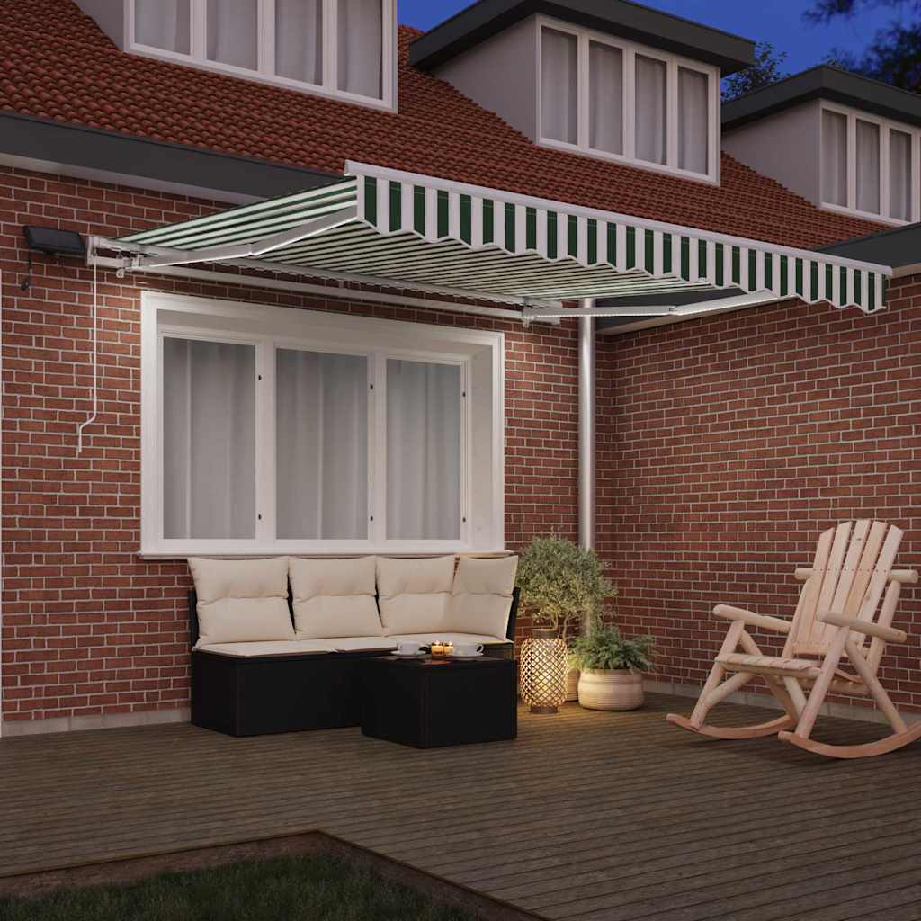 Tenda Retrattile Verde e Bianco 300 x 250 cm Tessuto e acciaio | homemem39