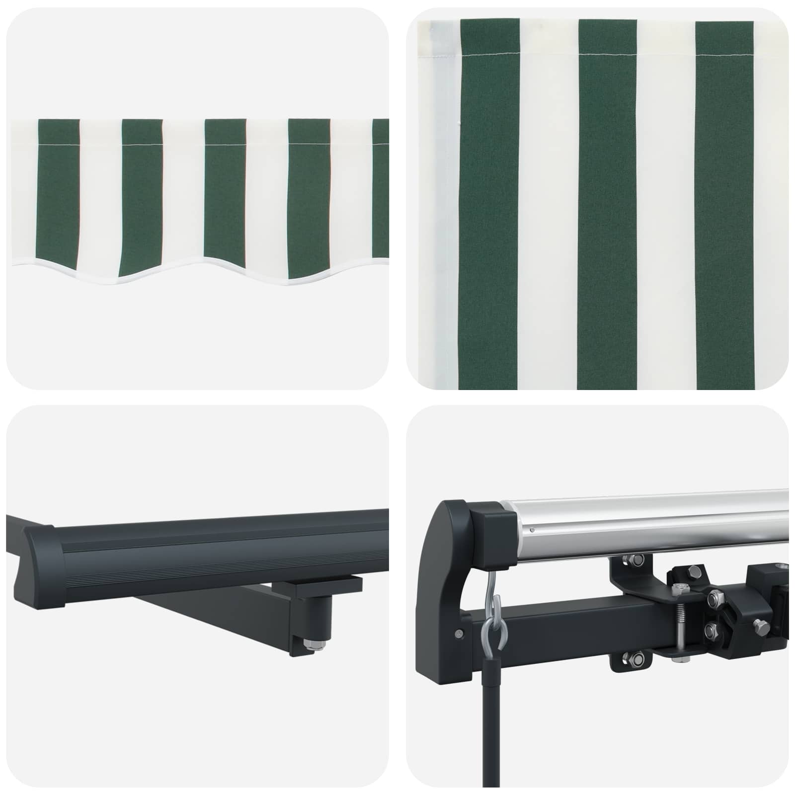 Tenda Retrattile Verde e Bianco 300 x 250 cm | homemem39