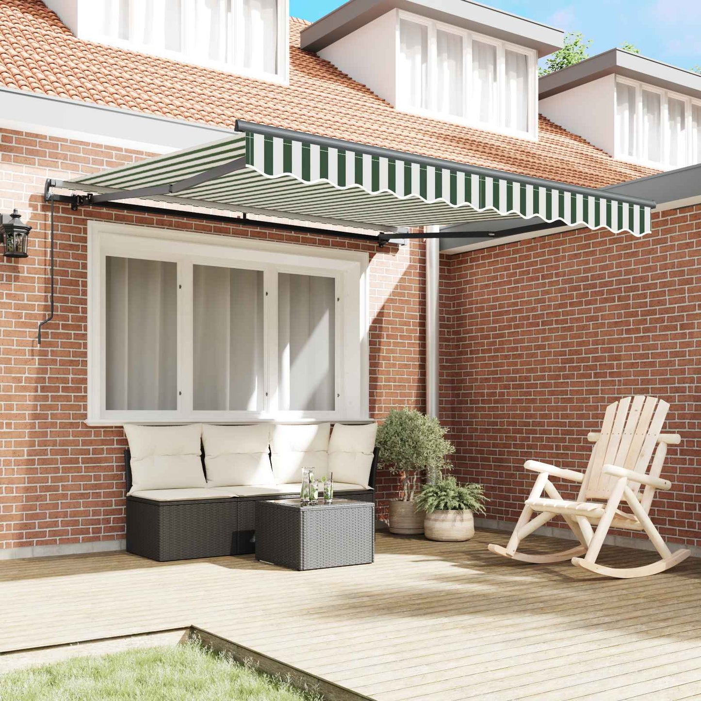 Tenda Retrattile Verde e Bianco 300 x 250 cm | homemem39