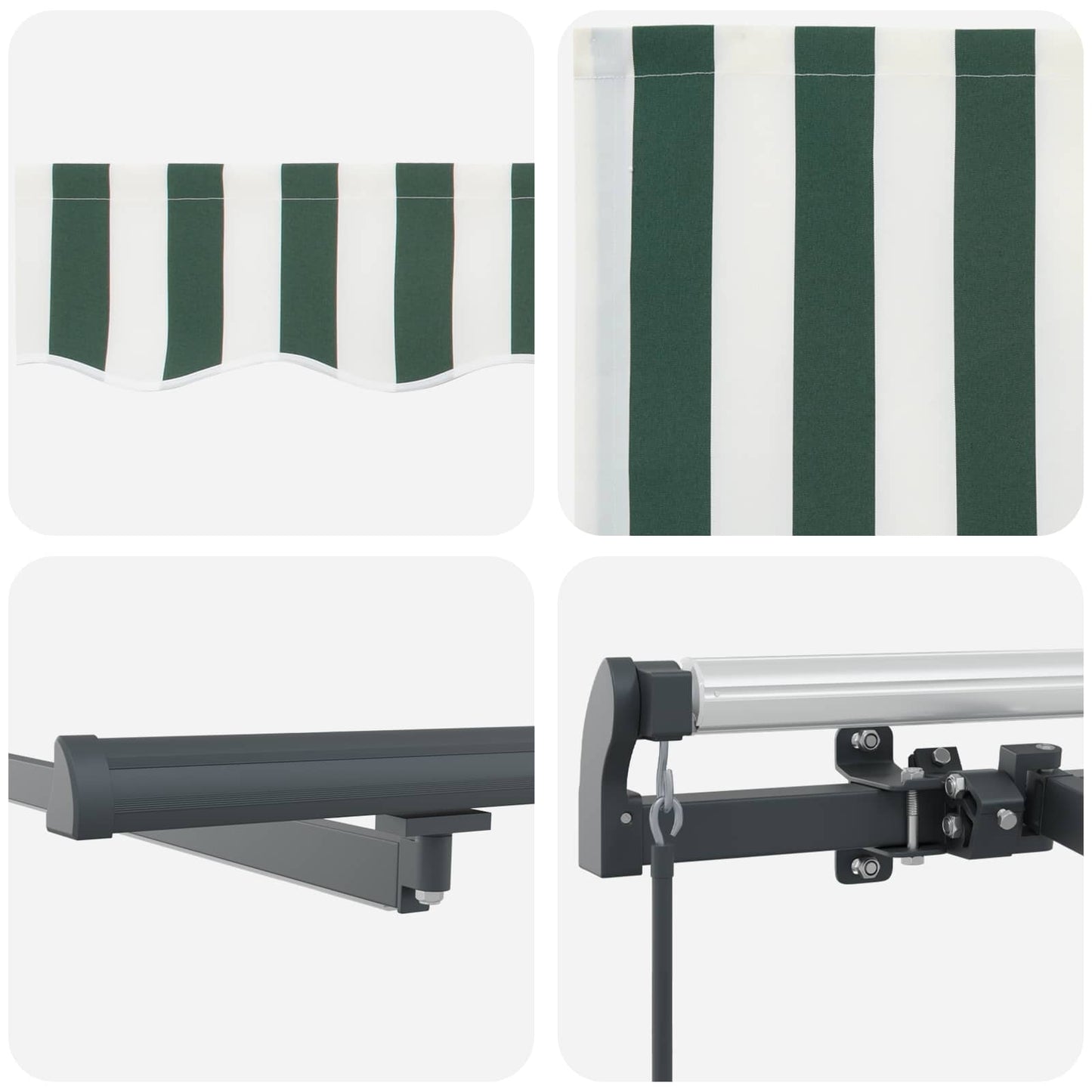 Tenda Retrattile Verde e bianco 300 x 250 cm Tessuto | homemem39