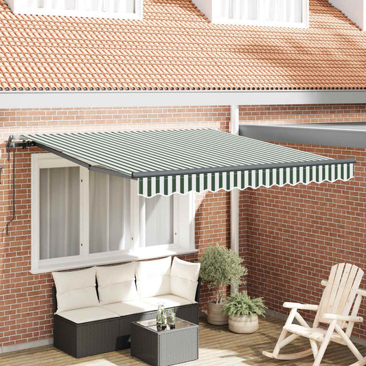 Tenda Retrattile Verde e Bianco 300 x 250 cm | homemem39