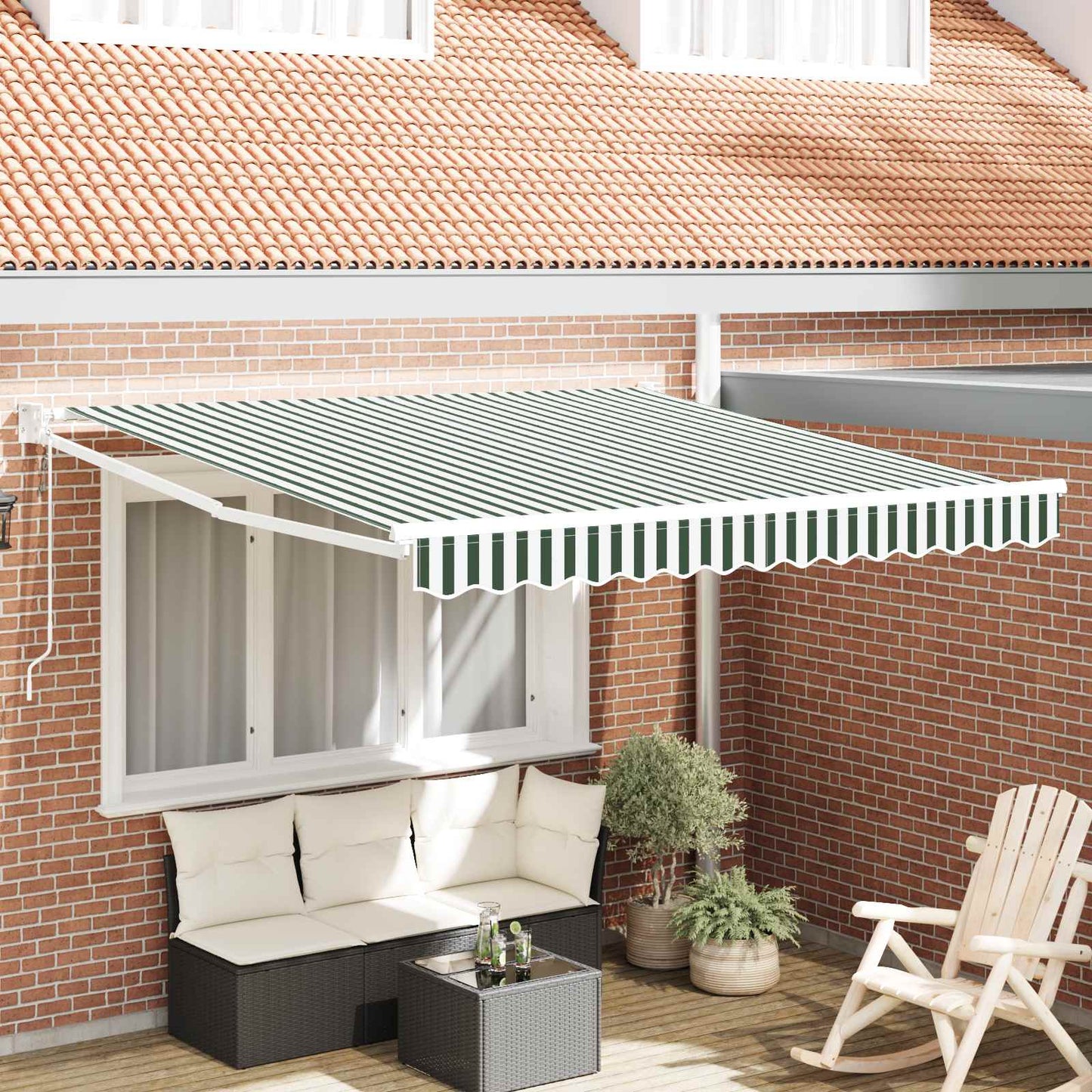 Tenda da Sole Verde e Bianco 300 x 250 x 165 cm Poliestere | homemem39