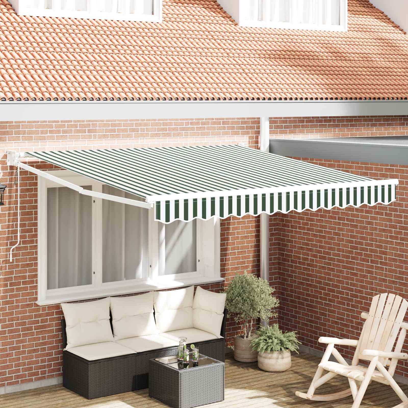 Tenda da Sole Verde e Bianco 300 x 250 x 165 cm Poliestere | homemem39