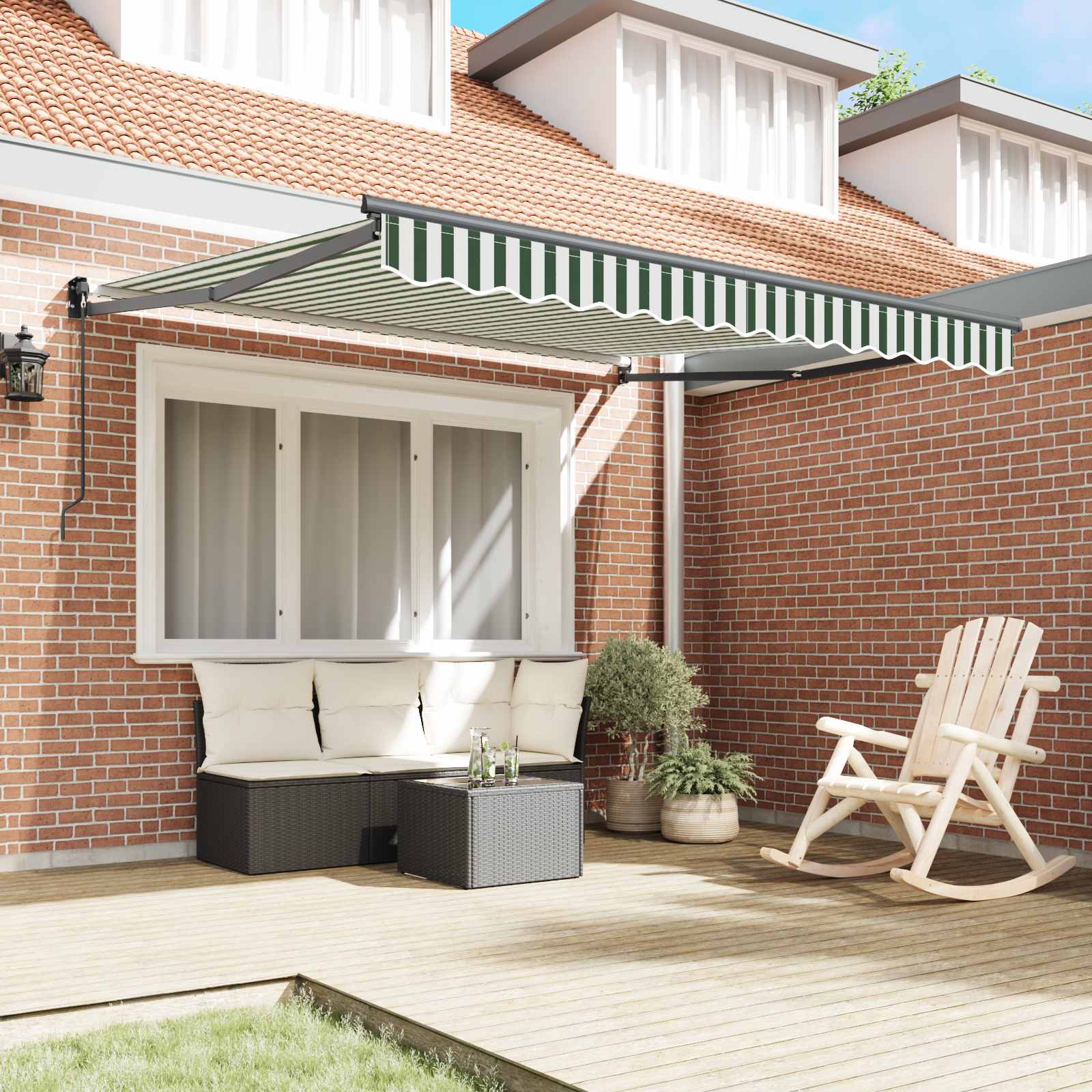 Tenda da Sole Verde e Bianco 300 x 250 x 165 cm Poliestere | homemem39