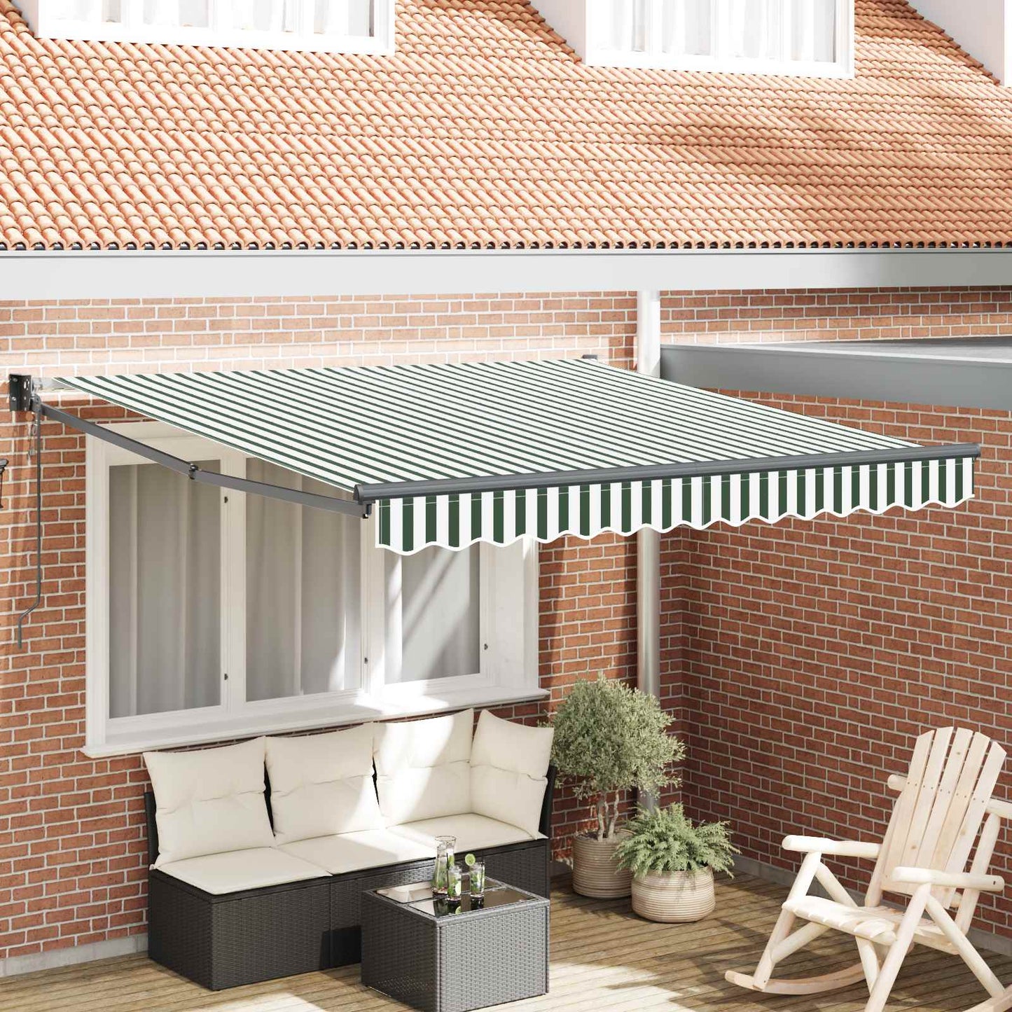 Tenda da Sole Verde e Bianco 300 x 250 x 165 cm Poliestere | homemem39