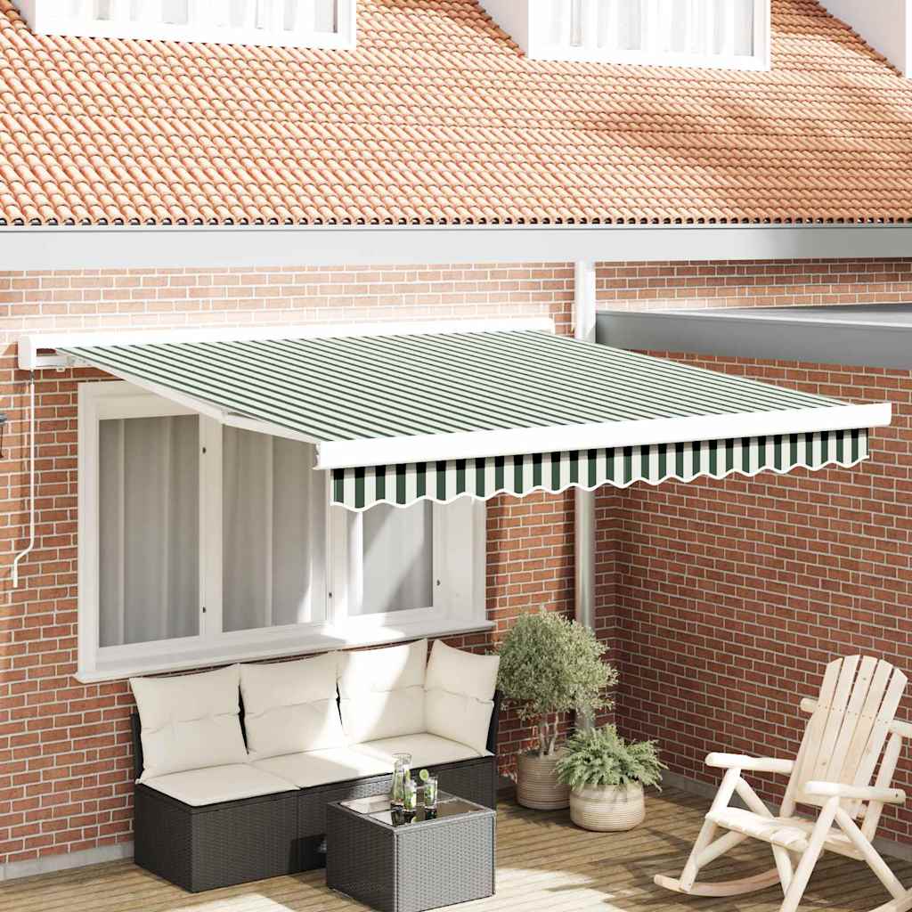 Tenda Retrattile Verde e Bianco 300 x 250 cm Tessuto e Metallo | homemem39