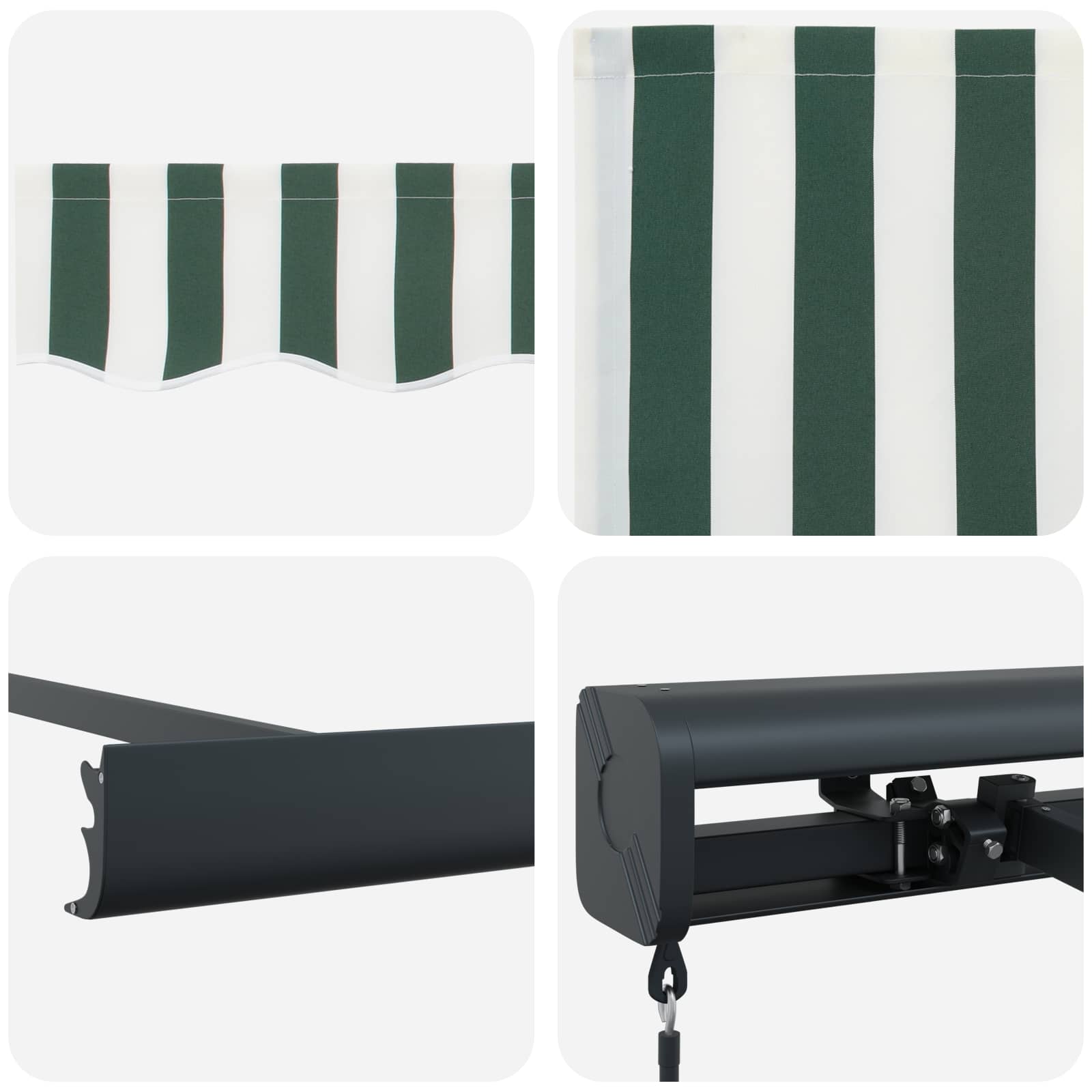 Tenda Retrattile Verde e Bianco 300 x 250 cm Tessuto e Metallo | homemem39