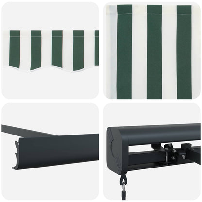Tenda Retrattile Verde e Bianco 300 x 250 cm Tessuto e Metallo | homemem39