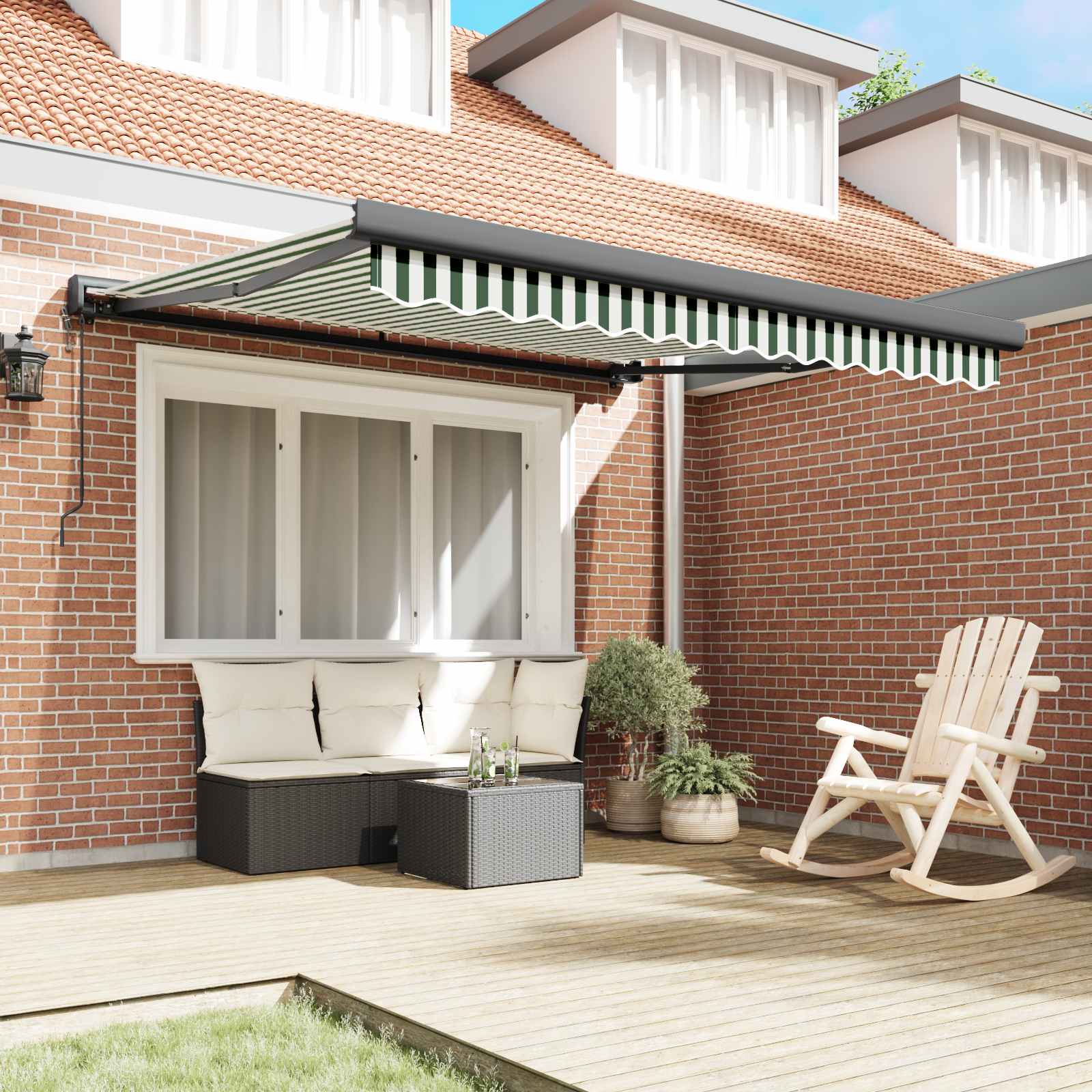 Tenda da Sole Verde e Bianco 300 x 250 x 165 cm | homemem39
