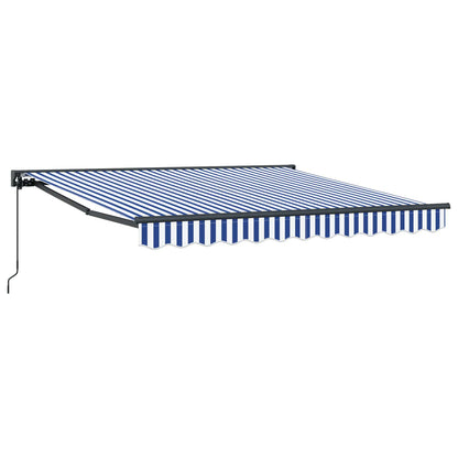 Tenda Retrattile Blu e Bianco 350 x 250 cm Poliestere e Metallo