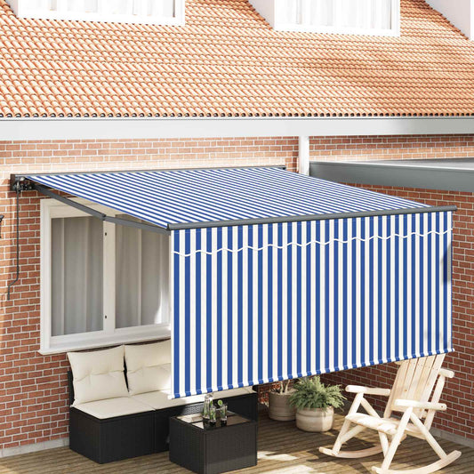 Tenda Retrattile Blu e Bianco 350 x 250 cm | homemem39