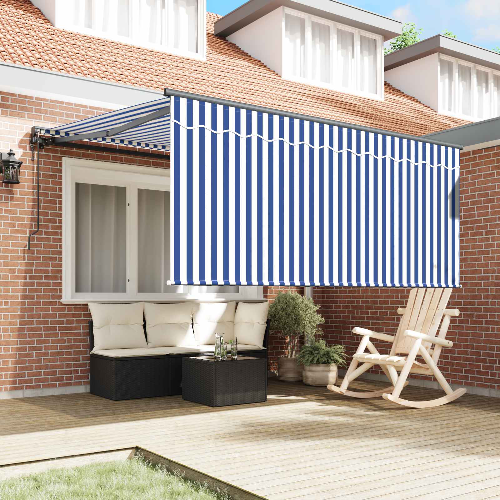 Tenda Retrattile Blu e Bianco 350 x 250 cm | homemem39