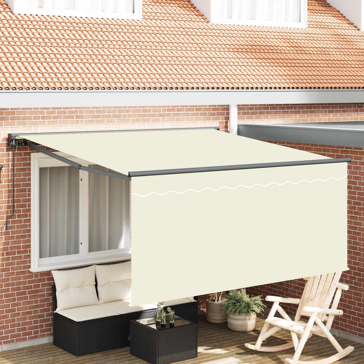 Tenda Retrattile Crema 350 x 250 cm Poliestere e Alluminio | homemem39