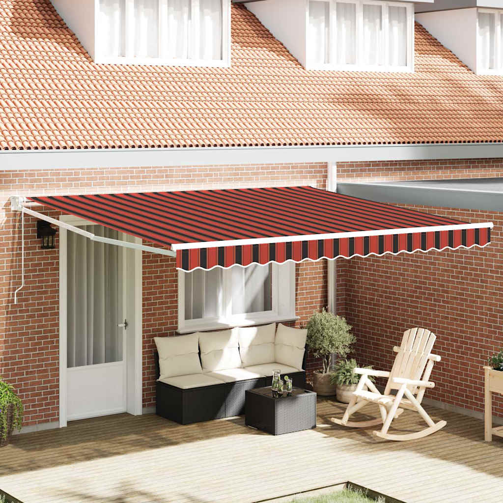 Tenda Retrattile Rosso e Nero 350 x 250 cm Tessuto e acciaio