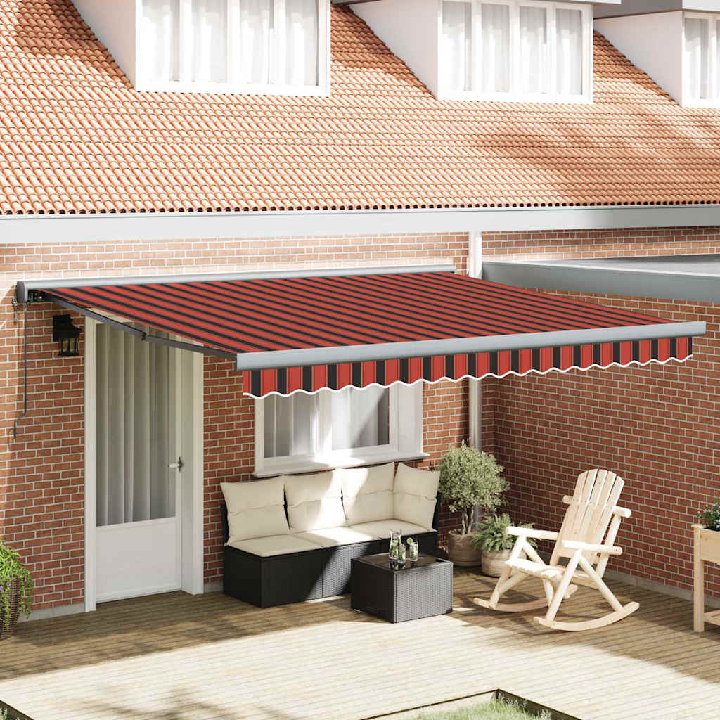 Tenda Retrattile Rosso e nero 350 x 250 cm Tessuto - homemem39