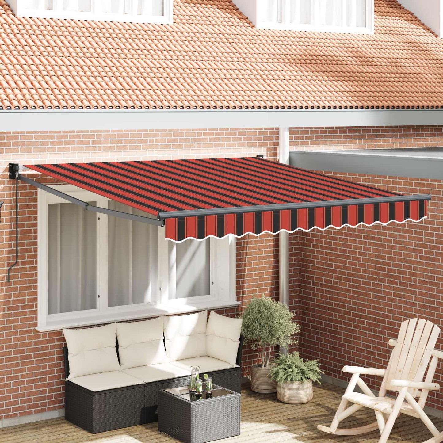 Tenda da Sole Rosso e Nero 350 x 250 x 165 cm Poliestere | homemem39